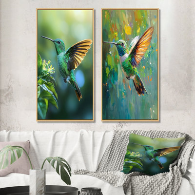 Emerald Hummingbird Jewels In Flight I - Animals Wall Art 2 Pieces