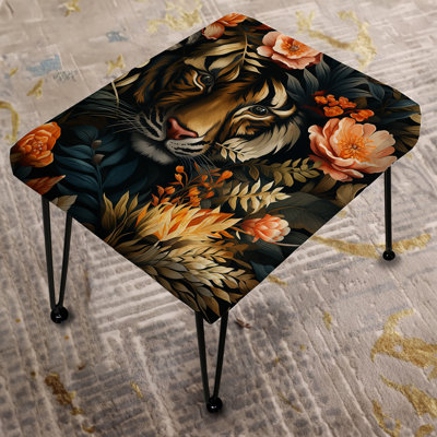 Mulley - Tiger Elegance In Tropical Animal Pattern - Animal Print Rectangle Ottoman by East Urban Home