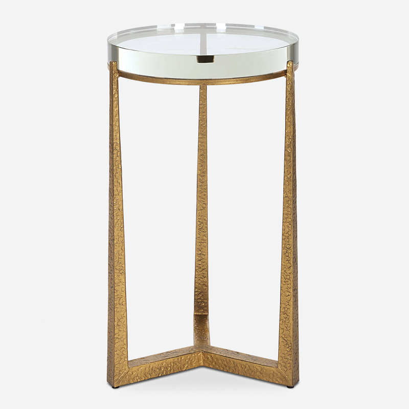 Everly Quinn Hinkson Antique Gold Accent Table