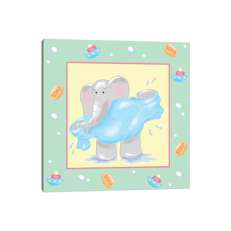 Baby Elephant Bath IV by Jade Reynolds - Wrapped Canvas Gallery-Wrapped Canvas Giclée, 45.72 cm H x 45.72 cm W x 1.91 cm D