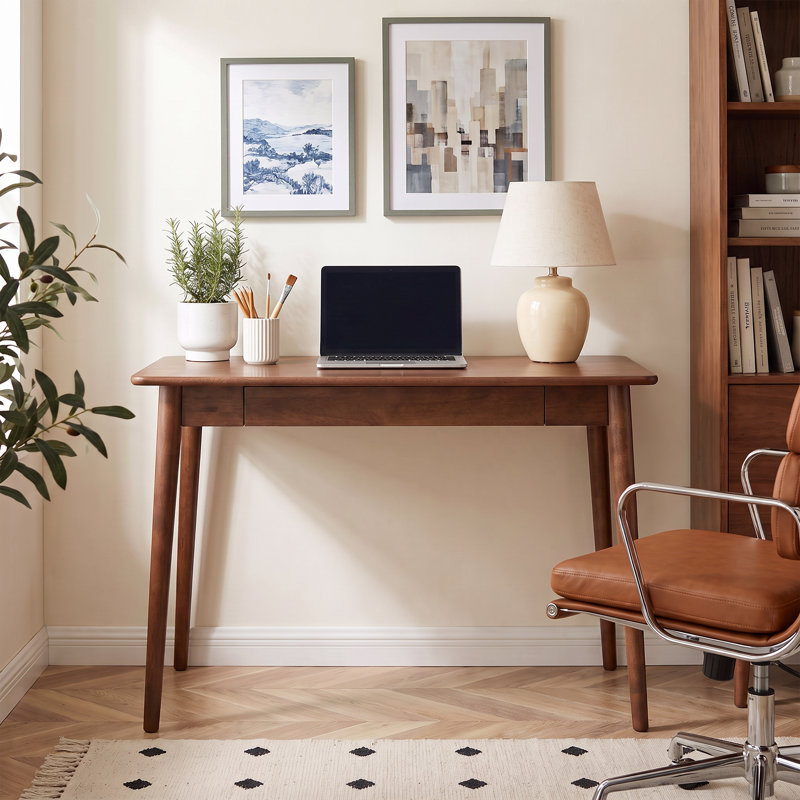 Bureau en bois massif avec tiroir MCM, 31.5"W x 19.3"D, Brown