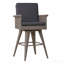 Tabouret de bar pivotant extérieur en osier 30 po avec coussin résistant à l'eau, mélange de noir et de gris foncé