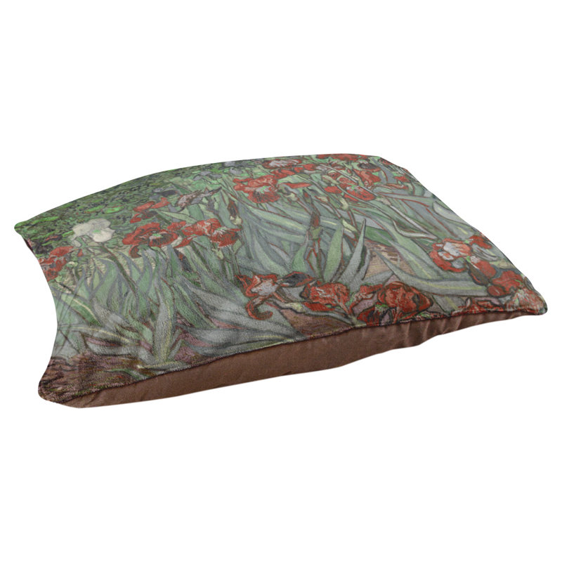 Coussin stylisé irises Burk, L 32,5 po x l 42,5 po, Rouge / brun foncé