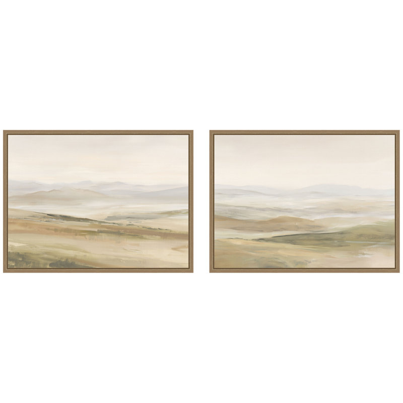 "Fading Fields III & IV", ensemble de 2 toiles encadrées par Amy Lighthall, Or foncé Sylvie