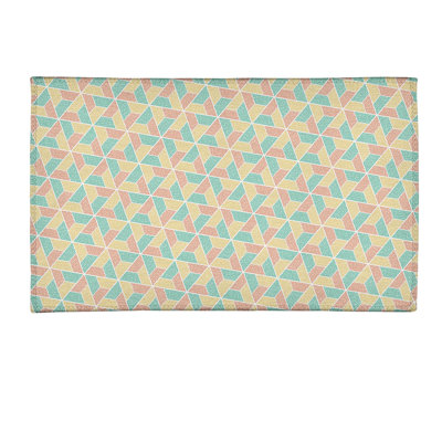 Tapis jaune/bleu clair/saumon trapézoïdals