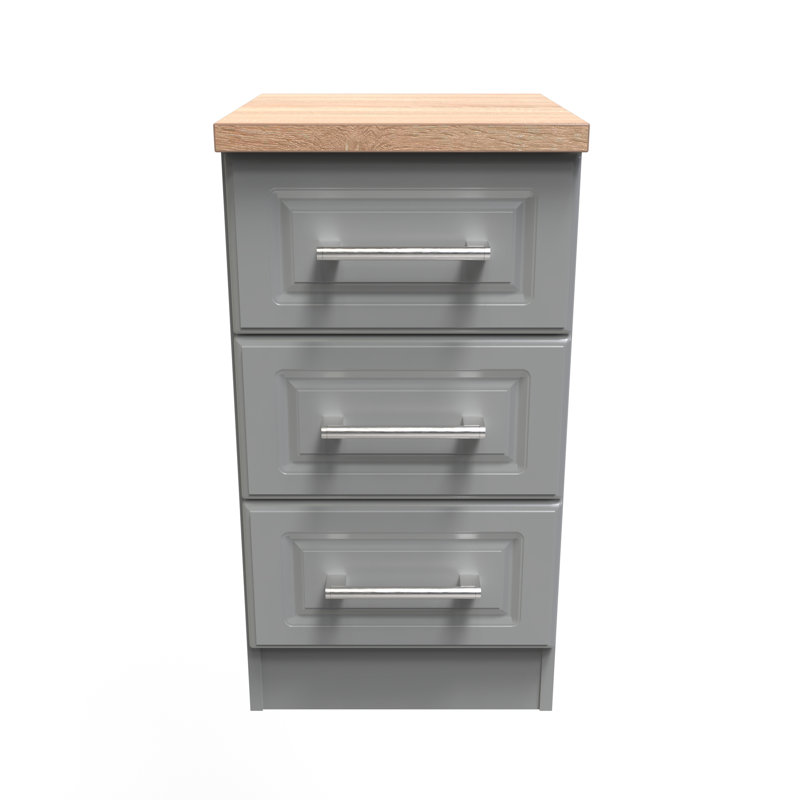 Fully Assembled Ahlexis 3 Drawer Bedside Table