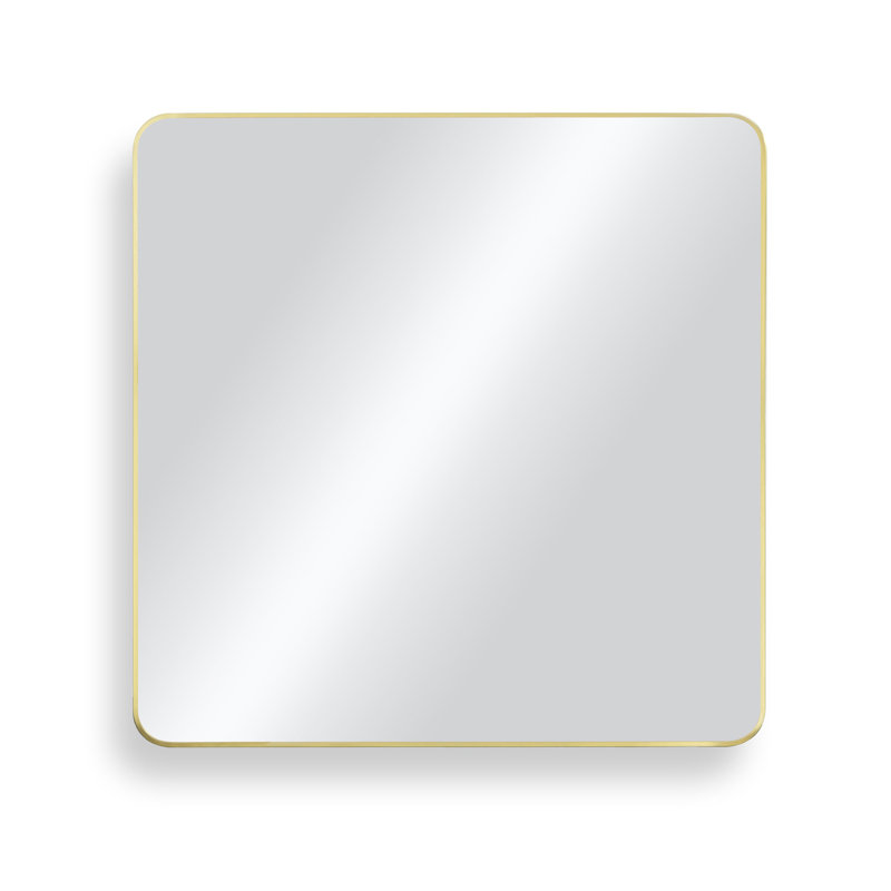 Premium Metal Frame Shatterproof Wall Mount Mirror - FM2, Brushed Gold, 36" x 36"
