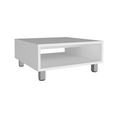 30" White Wood Solid Coffee Table