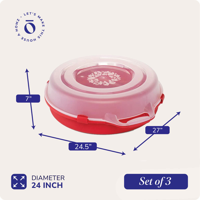 Boîte de rangement pour couronne de Noël en plastique Homz, Rouge