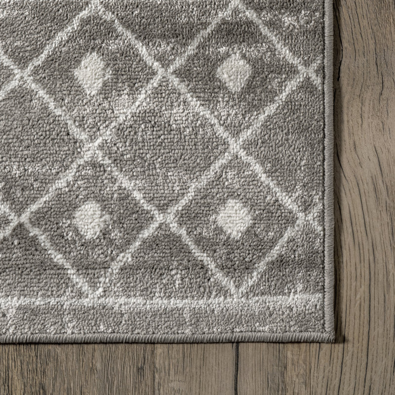 Tapis marocain Akimasa pour le salon, la chambre et la salle à manger, gris / ivoire, Rectangle de 5 pi x 8 pi