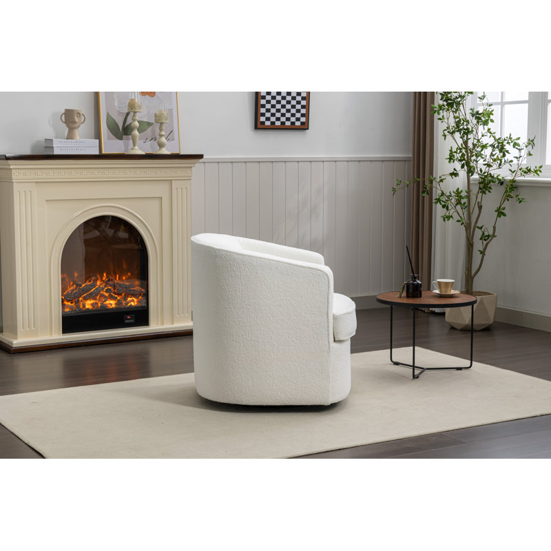 Fauteuil demi-tonneau pivotant de 29 po Jenai, Polyester beige