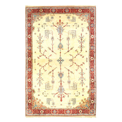 One-of-a-Kind Rectangle 12' X 19' 1970s Wool Area Rug in Ivory/Red/Blue