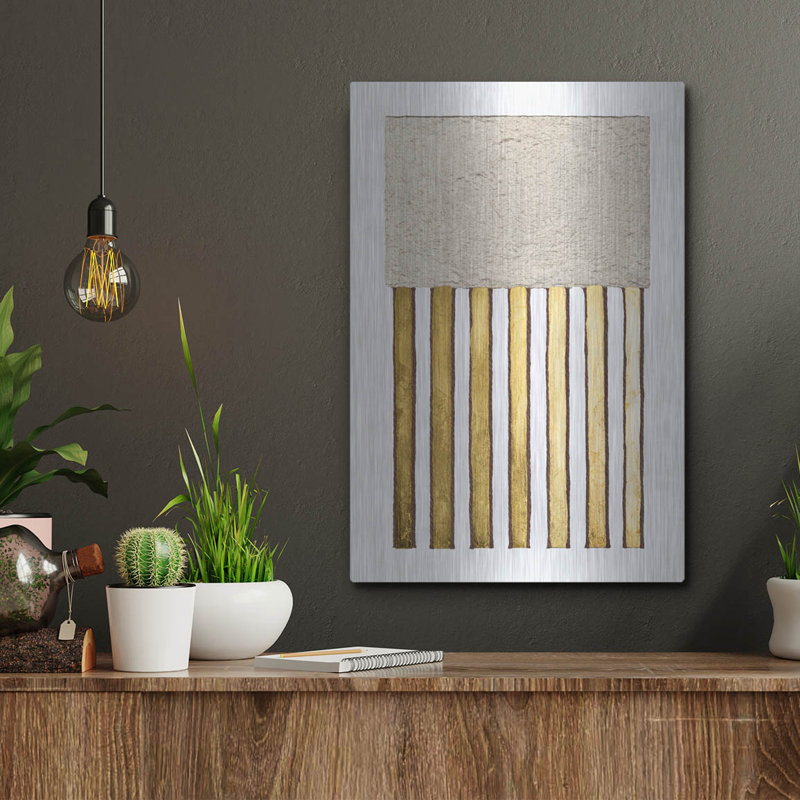  «Monolithe doré 2» par Alonzo Saunders, art mural en métal, 12 po x 16 po