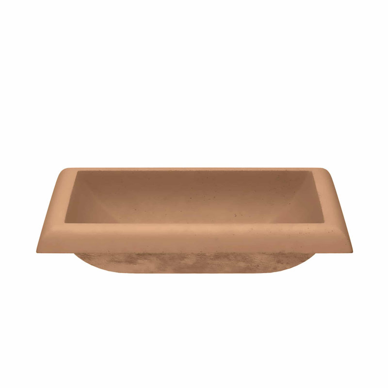 NativeStone Handmade Rectangular Drop-in Bathroom Sink, Terracotta