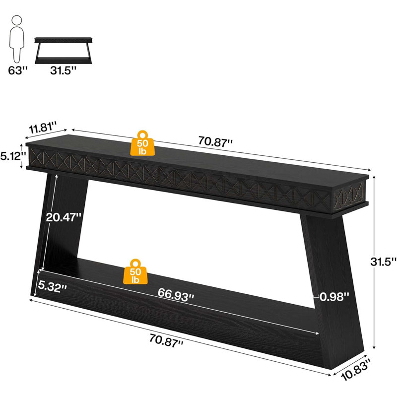 Console rustique avec rangement à deux niveaux