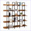 Bibliothèque à 5 niveaux avec rangement ouvert, panneau de fibres à densité moyenne brun noyer + structure en acier | Anti-basculement, assemblage facile-939376496