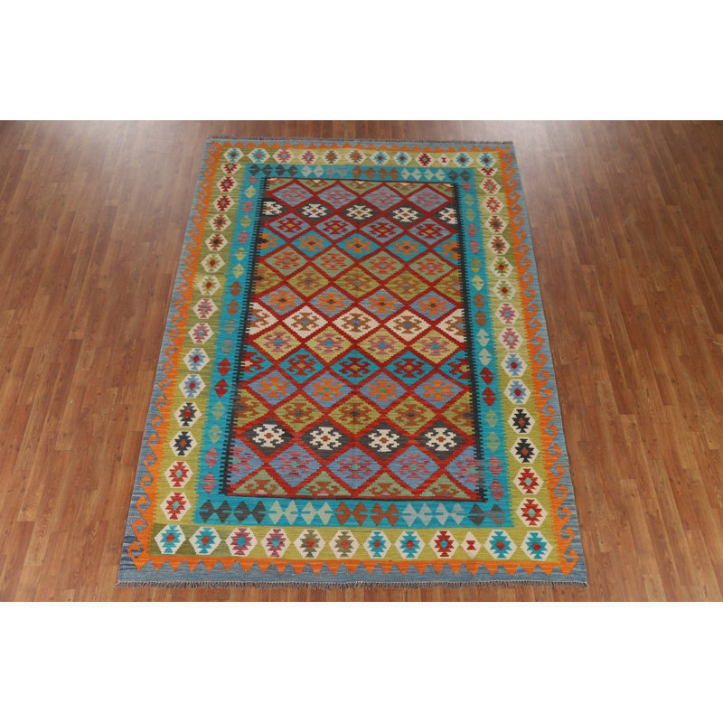 Reversible Wool Kilim Living Room Rug 7x10