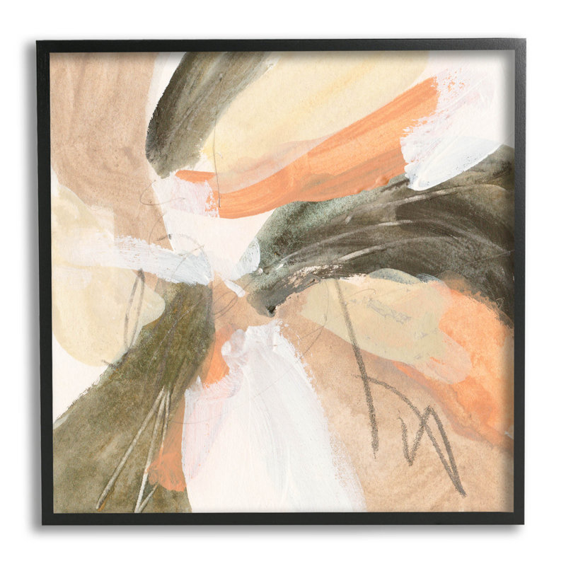 Abstrait abstrait en spirale orange, art giclée par Melissa Wang, H 24 po x l 24 po x P 1,5 po, Giclée encadrée noir minuit