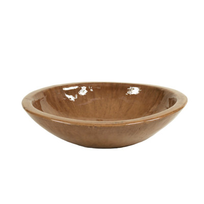 LARGE ROUND MOCHA STONE BOWL