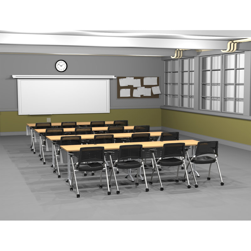 16 Person Training Meeting Seminar Tables with Modesty Panels and 16 Chairs Complete Set