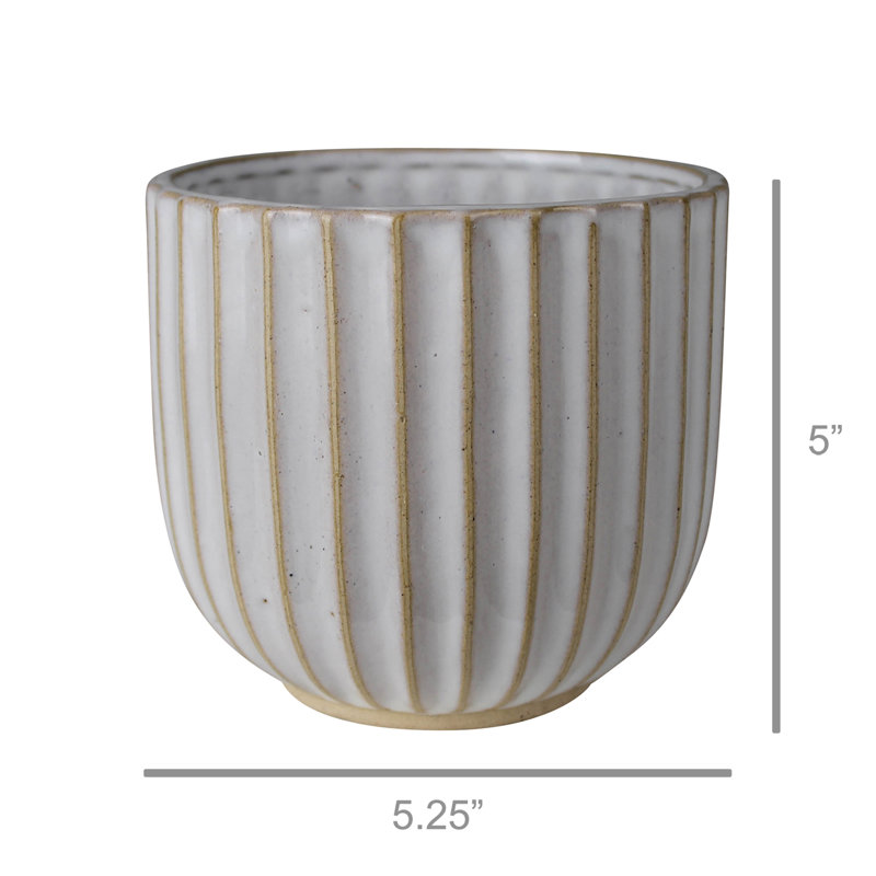 Ceramic Scalloped Ceramic Cachepot, White