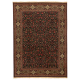 Hand Knotted Wool Oriental Area Rug in Navy And Light Green