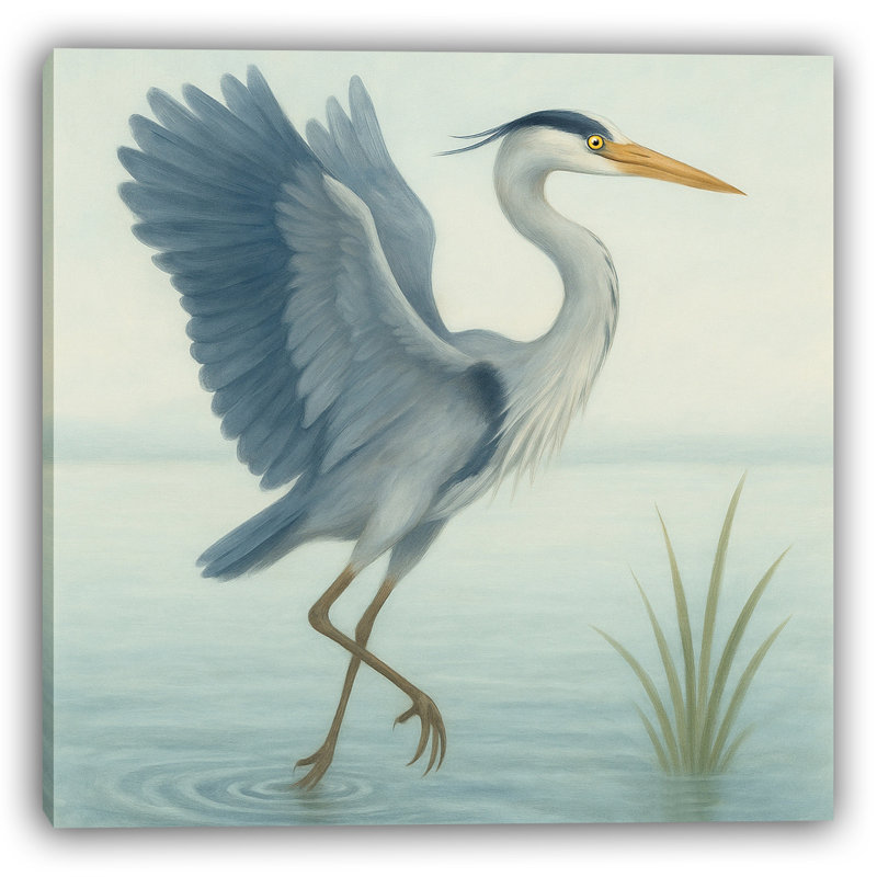«Graceful Blue Heron - Serene Nature», art mural sur toile