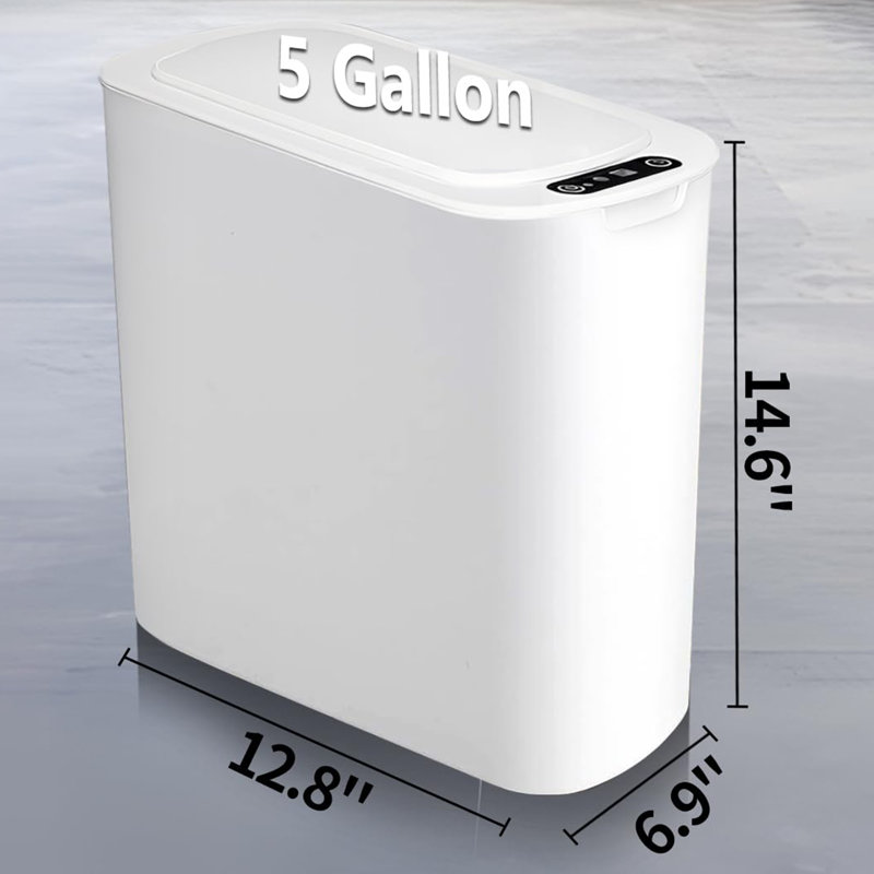 Automatic Motion Sensor Bathroom Trash Can with Lid, 5 Gallon, White