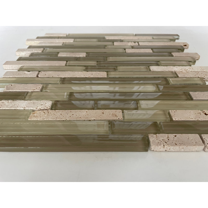 6" x 6" Marble/Glass Linear Mosaic Wall & Floor Tile