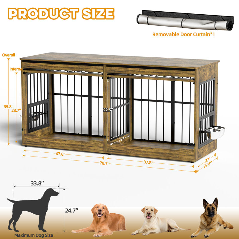 Meuble pour chien pour 2 chiens, Brun