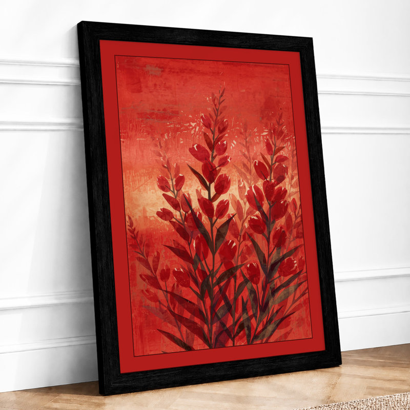 Burgundy Stems Rising Botanical - Print, A1 - 84.1 x 59.4 cm, Black