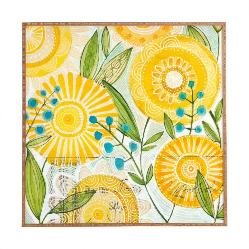 «Sun Burst Flowers» par Cori Dantini, art mural encadré, H 30 po x l 30 po x P 1 po
