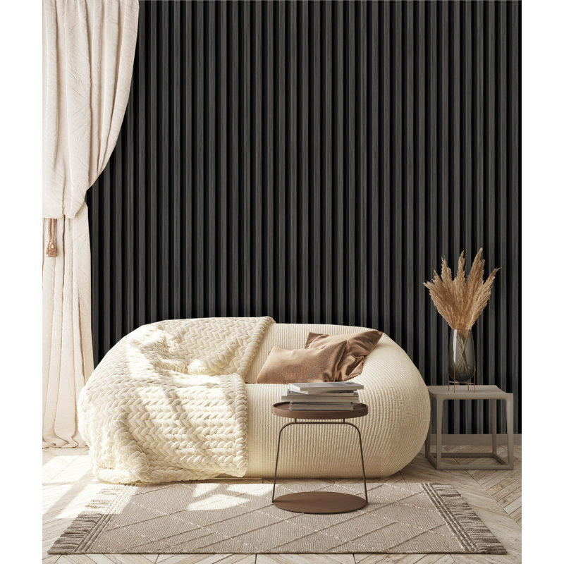 Deep Charcoal Vertical Timber Slat Wallpaper  Double Roll