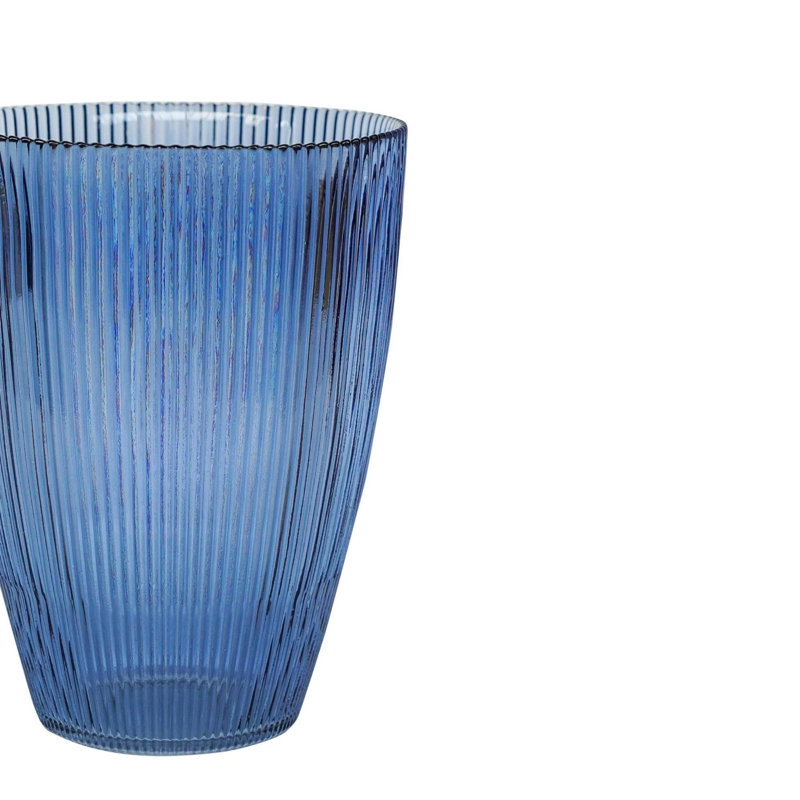 Ribbed Tall Vase Recycled Glass Table Vase, Navy