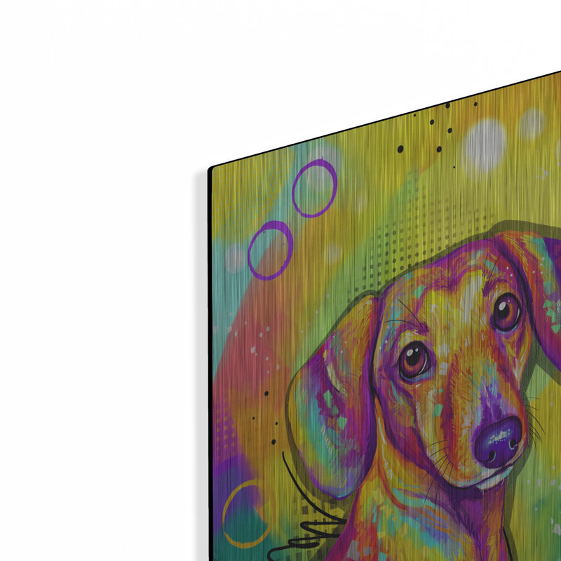 Red Barrel Studio «Pop Art Dachshund» par Furbaby Affiliates, art mural en métal, H 24 po x l 16 po