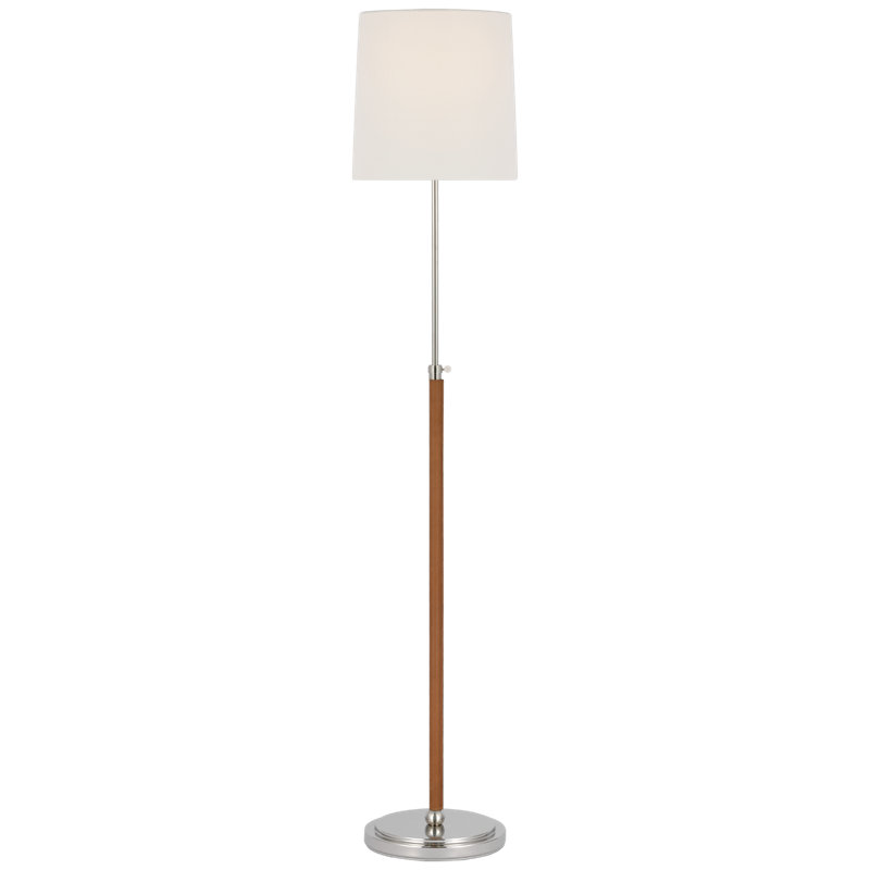 Bryant Traditional Floor Lamp, Polished Nickel/Natural Leather