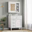 Ensemble de meuble-lavabo autoportant 30 po avec lavabo supérieur et armoire à miroir - armoire de rangement à simple évier (2 tiroirs + 1 tiroir basculant, lavabo à trois trous 32 mm)