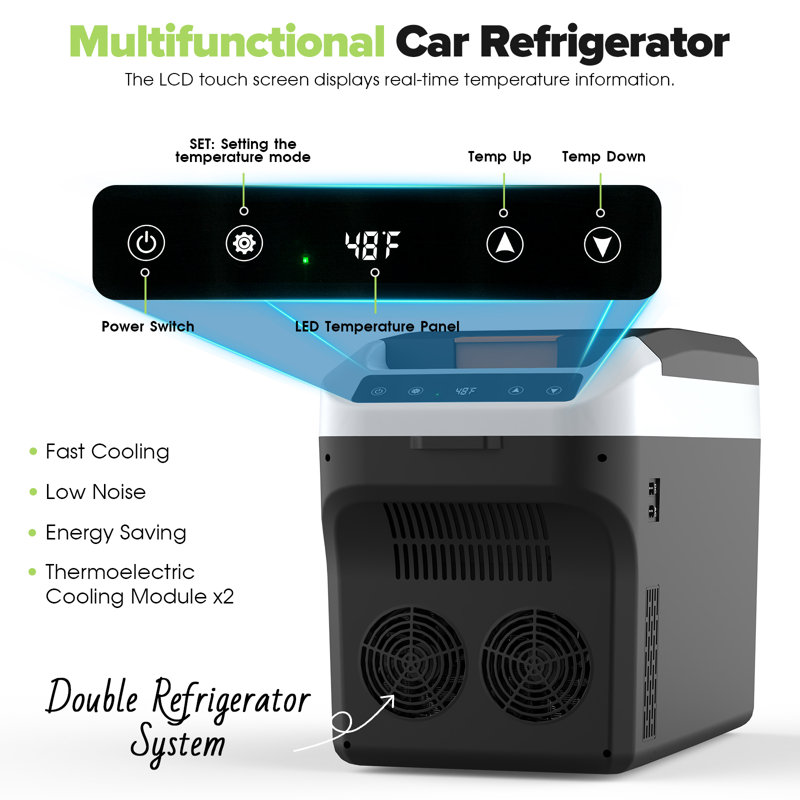 Réfrigérateur électrique pour voiture 24V / 22L Advwin 23V, refroidisseur de voiture portatif à brancher pour camping, voyage, véhicule récréatif, noir