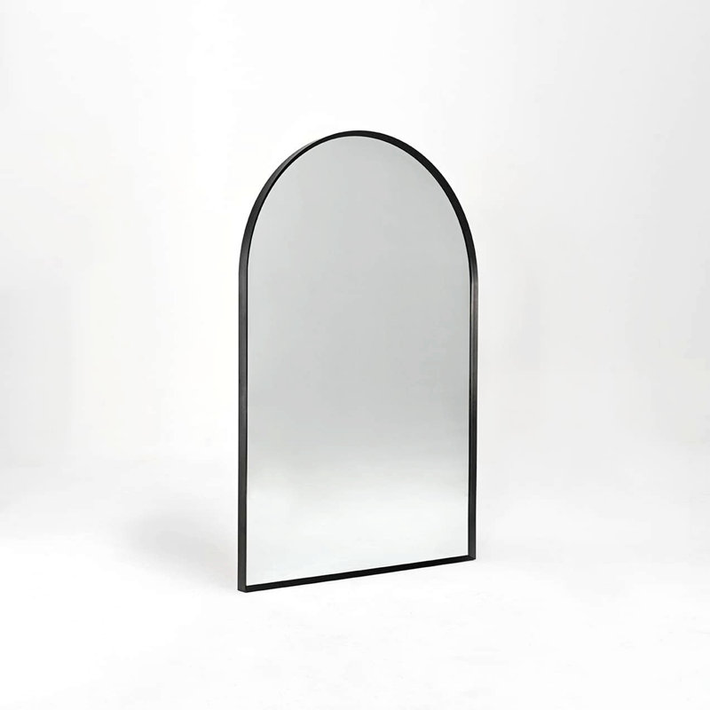 30X40 Inch Arched Wall Mirror With Black Metal Frame | Gift Idea, 30" x 40", Black