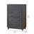 Biom Tall Dresser Chest, 5 Drawers, Charcoal Brown Solid Hardwood