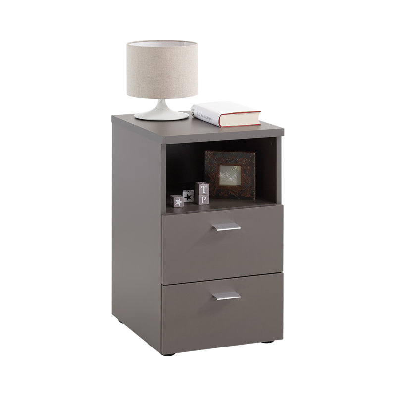 Gene 35cm W Manufactured Wood Bedside Table, Grey/Brown/Blue