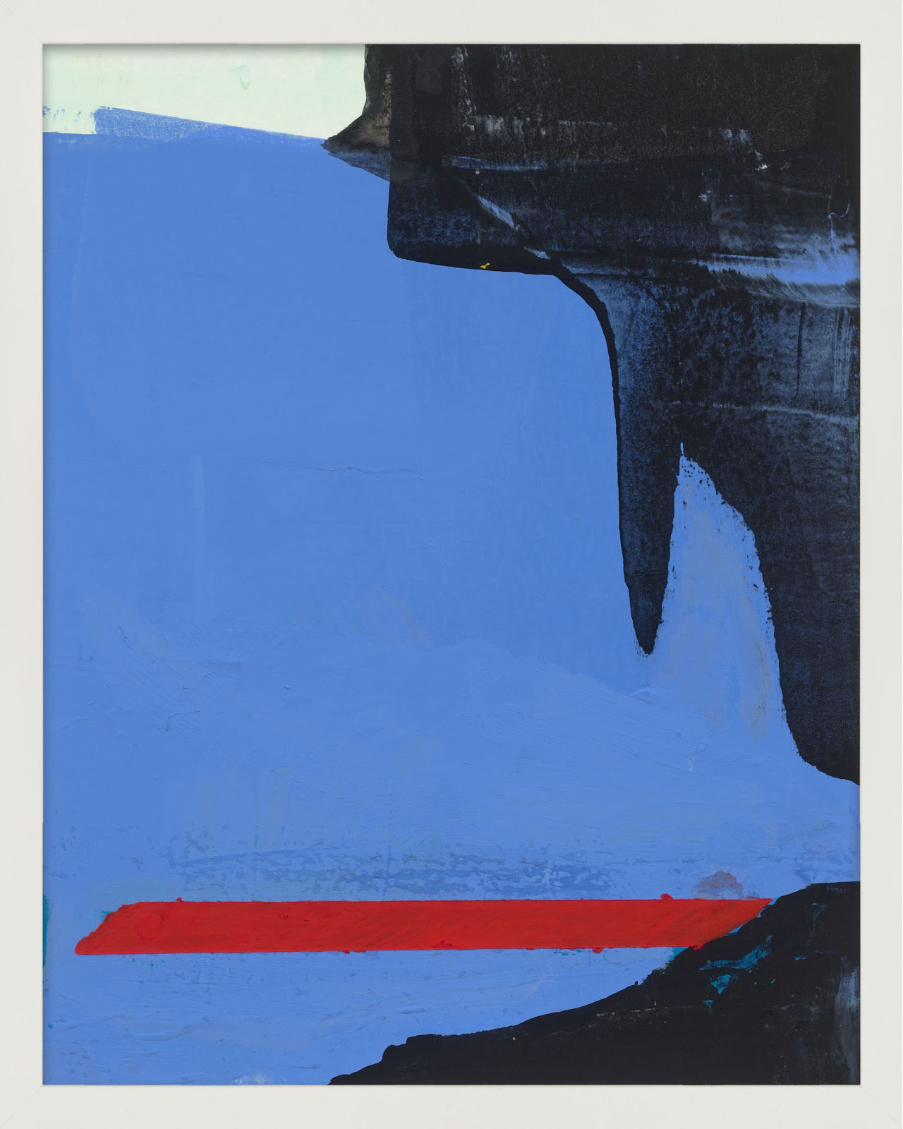 Goulding "Beneath the Blue 3" Painting, 38" H x 30" W x 1.375" D, White Framed