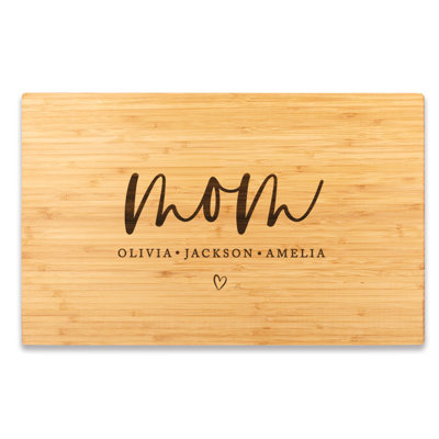 Grande planche à découper personnalisée en bois de bambou pour maman, ensemble de 1