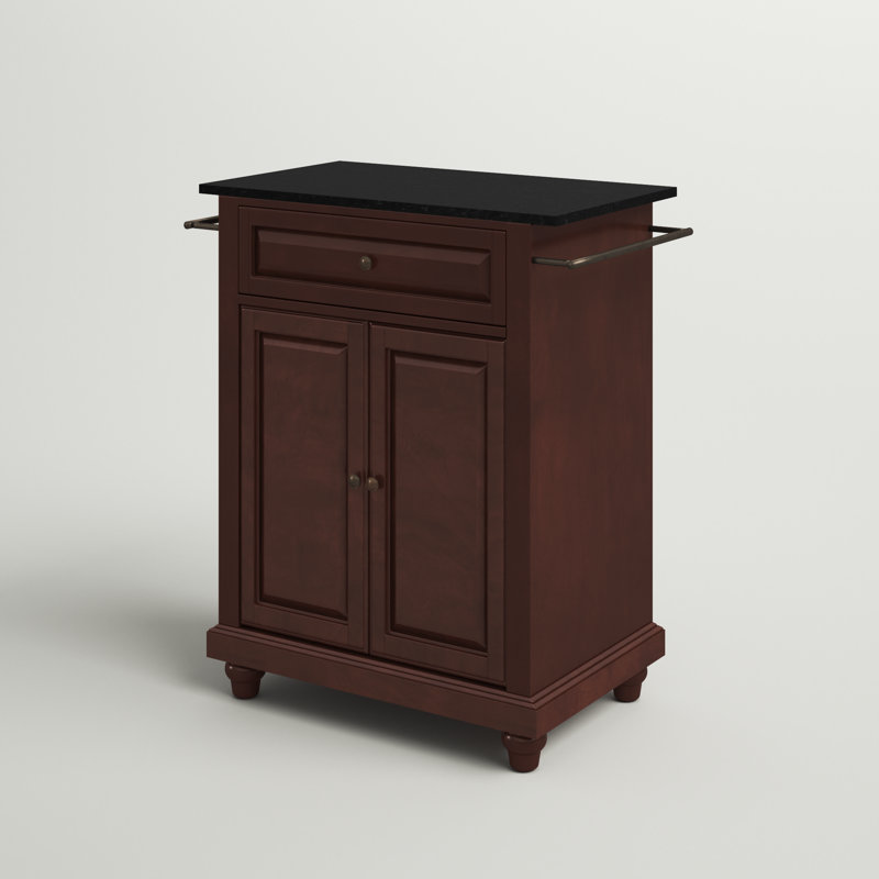 Hedon Granite Top Kitchen Cart, Vintage Mahogany