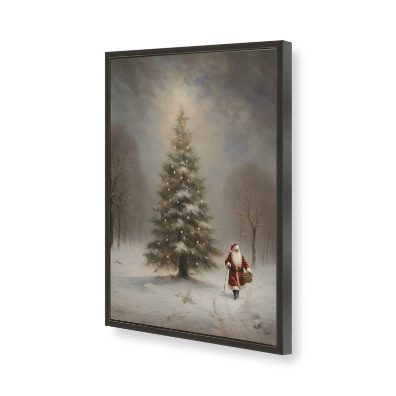 «Santa's Tree» par Jo Moulton, reproduction d'art sur toile, H 17,5 po x l 13,5 po, Noir