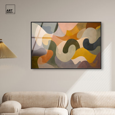 "Tan Curves II", reproduction d'art encadrée par Art Remedy, cadre noir, 45 x 30