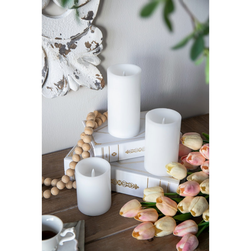 Ensemble de 3 bougies à DEL blanches avec minuterie à distance, L: D3X6 "M: D3X5" S: D3X4 "