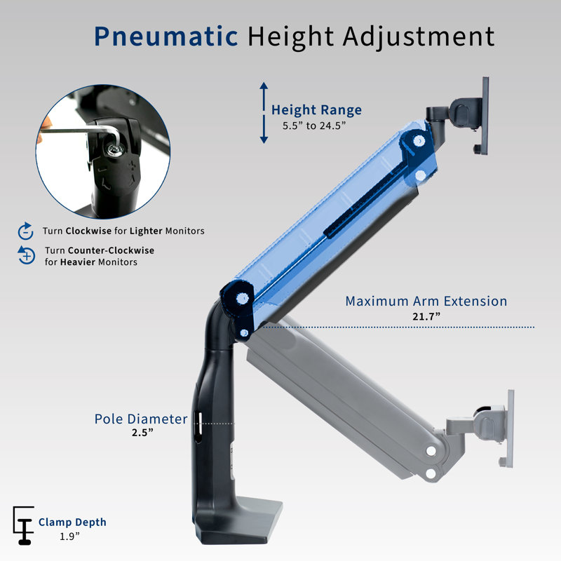Black Aluminum Single Ultrawide Monitor Desk Mount