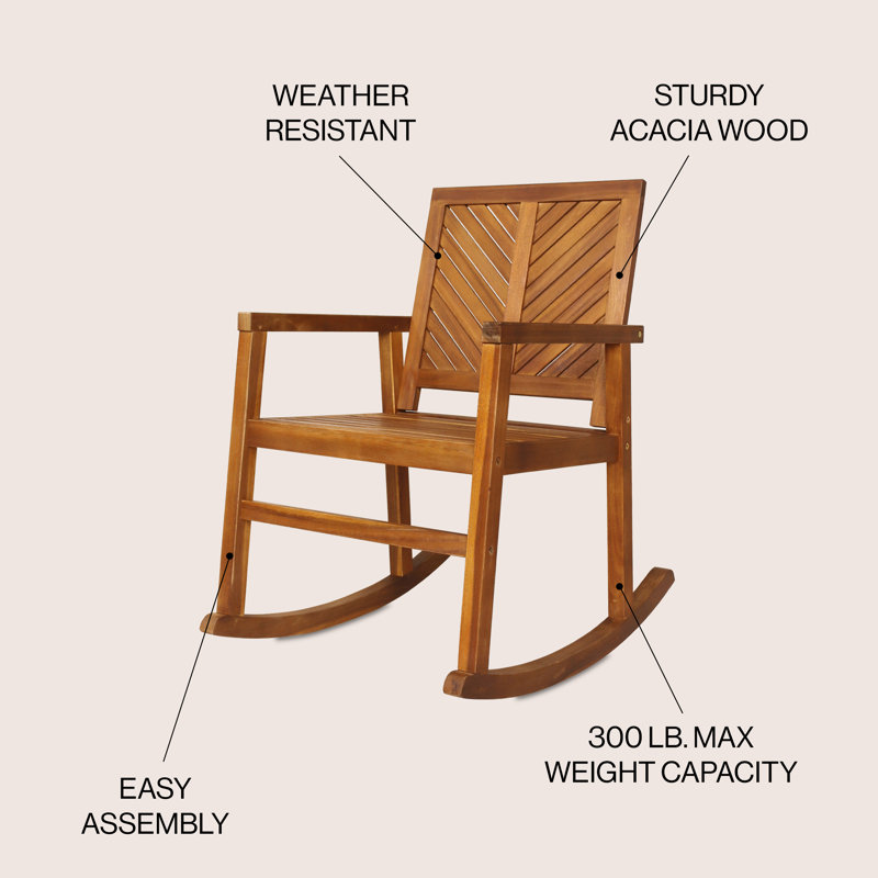 Chaise berçante en bois massif Axton, Teck