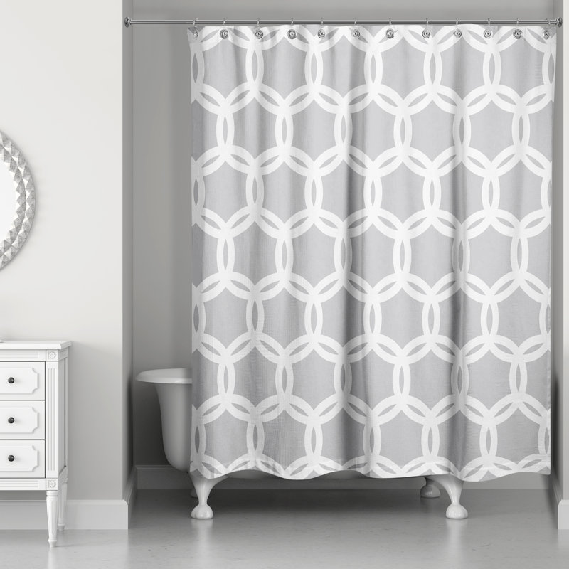 Geometric Shower Curtain, Gray/White